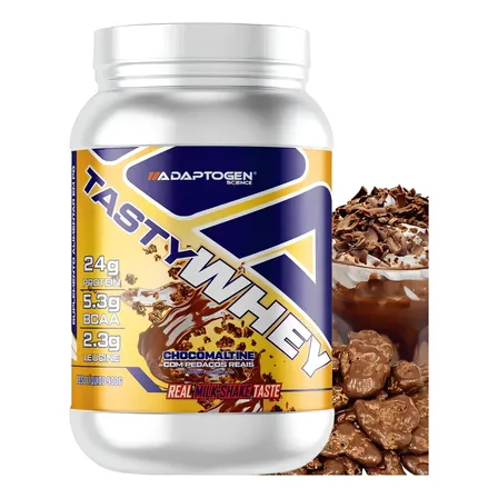 Suplemento Tasty Whey 3w Gourmet Whey Protein Adaptogen Science Pote 900g Sabor Chocomaltine Choco Maltine