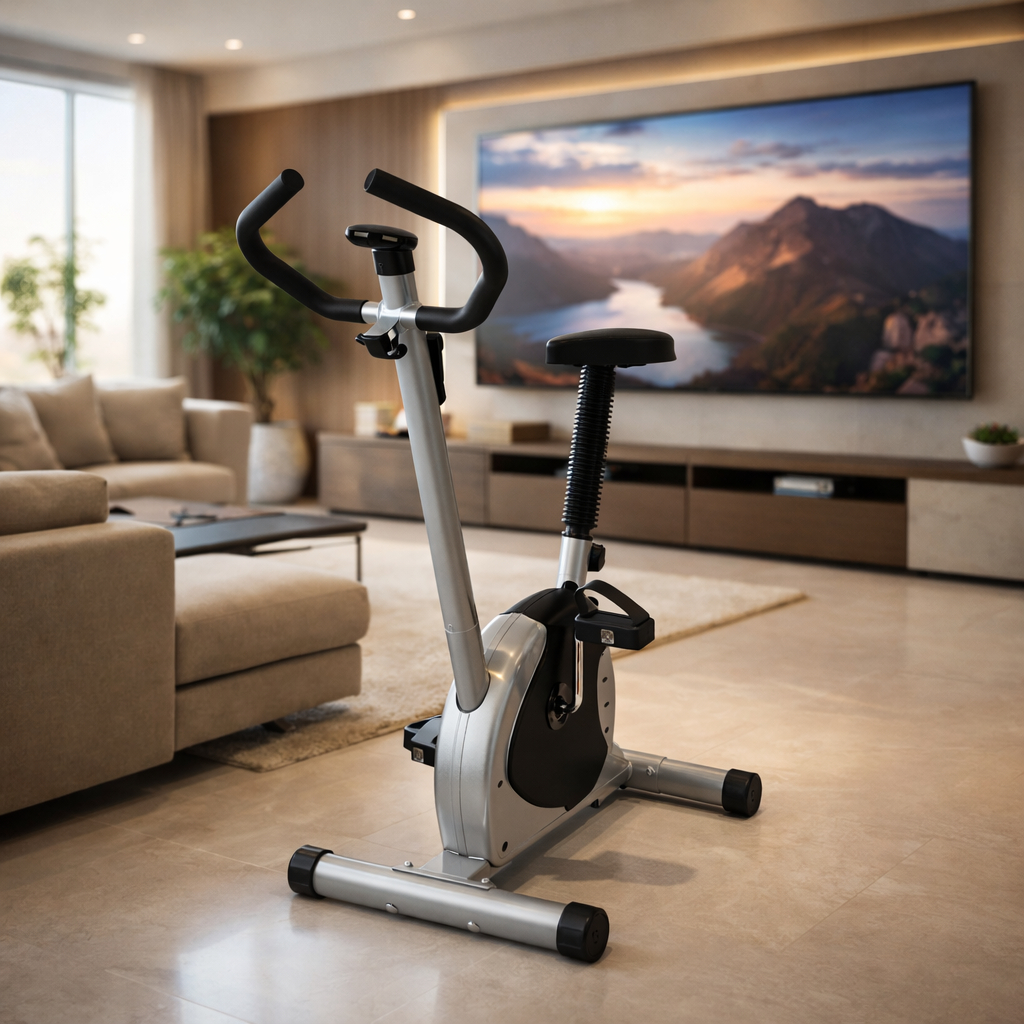 Bicicleta Ergométrica Vertical com Painel Digital Regulagem de Intensidade e Banco Ajustável