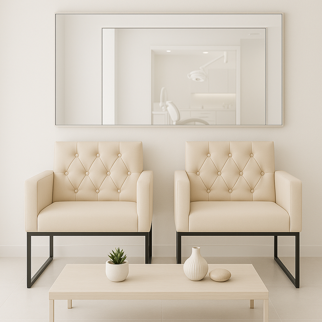 Kit 2 Poltronas para Recepção Thais com Base de Ferro Preto Resistente