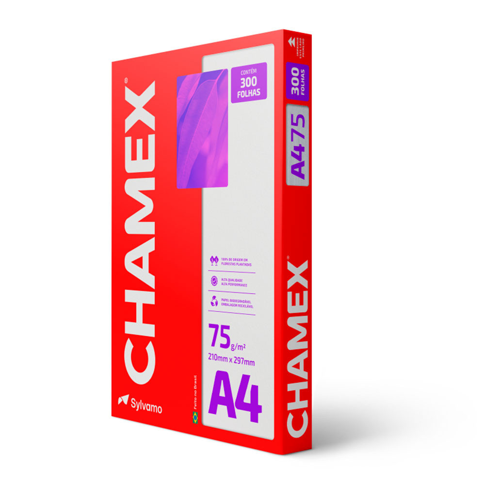 Papel sulfite A4 75g 210x297 com 300 folhas Chamex