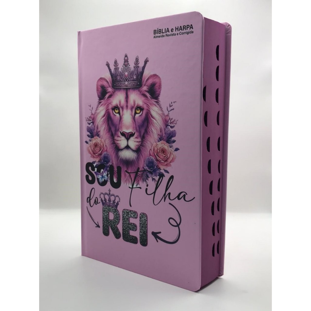 Bíblia Sagrada Tamanho Grande com Harpa Palavras de Jesus em Vermelho Capa Dura Leão Filha Do Rei