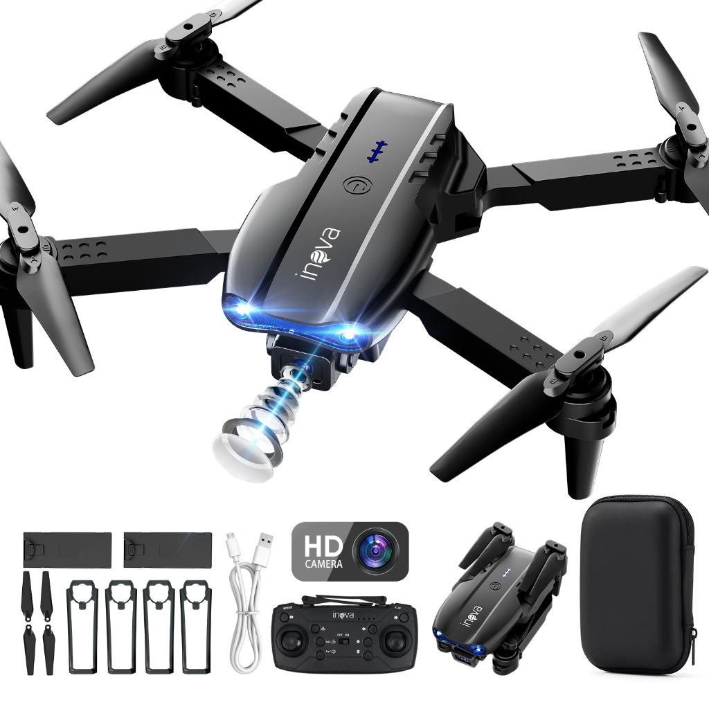 INOVA Drone Com Camera Drone Profissional 1080p Alta Distância Sensores Anti Obstáculo Drone dobrável HD e 2 baterias