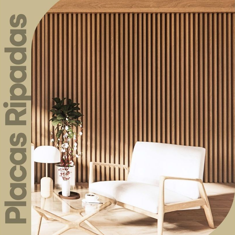 Kit Até 100 Placas Ripados Revestimento Painel Laminado 45x11cm Decoração Sala Casa Envio Imediato