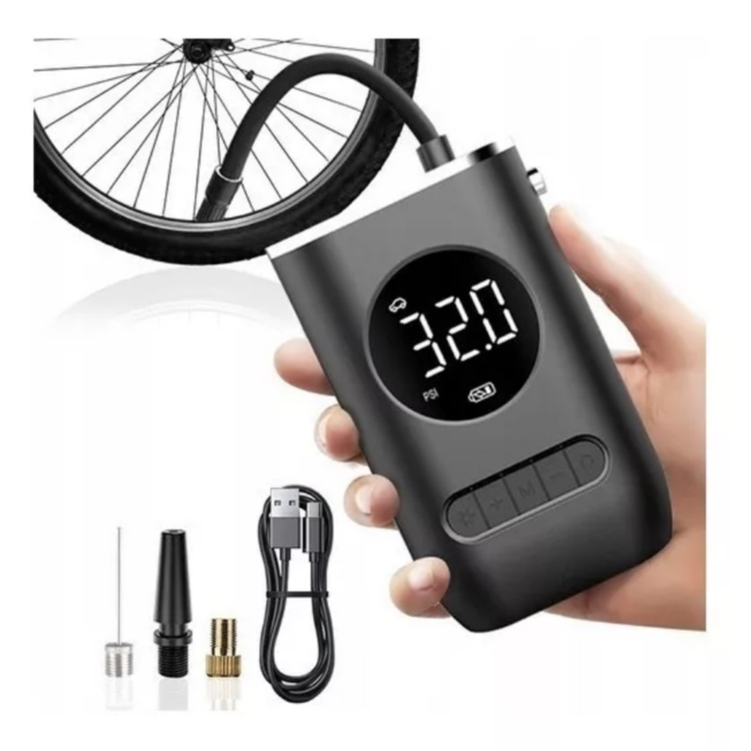 Calibrador Compressor Pneu Digital Carro Bike Sem Fio
