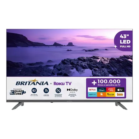 Smart Tv 43 Britânia Btv43va4regb Roku Tv Led Dolby Audio