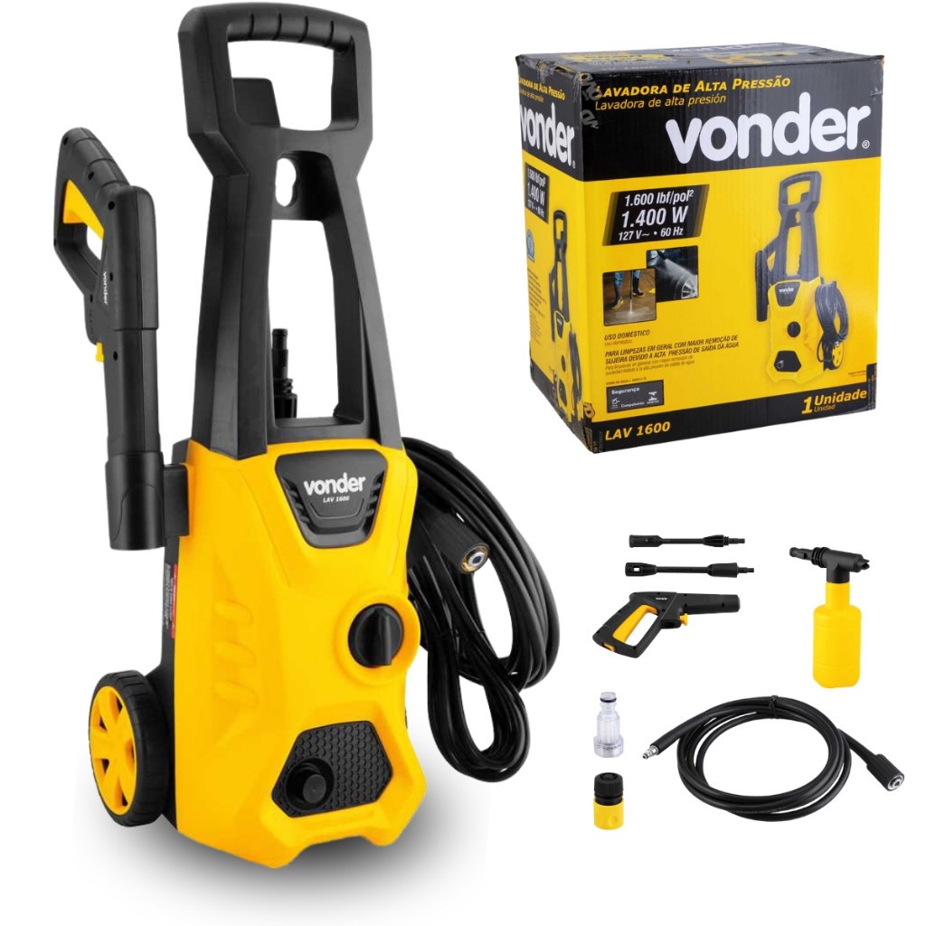 Lavadora De Alta Pressão Vonder C/ Rodas, 1.600 lbf/pol² 1400w Super Potente Vonder