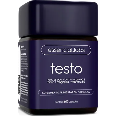 Testo Essencial - Fórmula Exclusiva Com Feno Grego, Boro, Arginina, Zinco, Bisglicinato E Vitamina B6 - 60 Cápsulas Sem Sabor