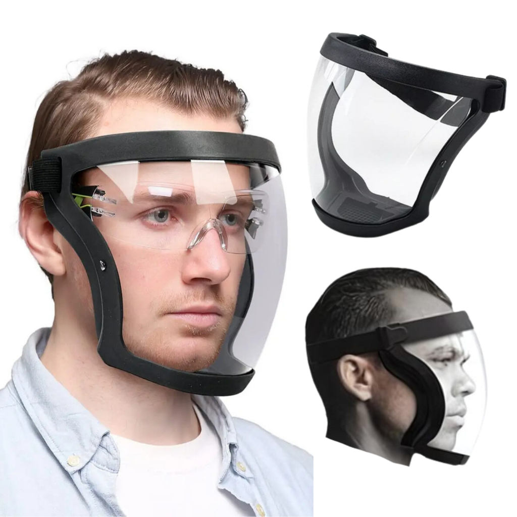 MASCARA DE PROTEÇÃO FACIAL VENTILADA EMBAÇAMENTO FULL FACE TRANSPARENTE À Prova De Poeira  óculos de proteção