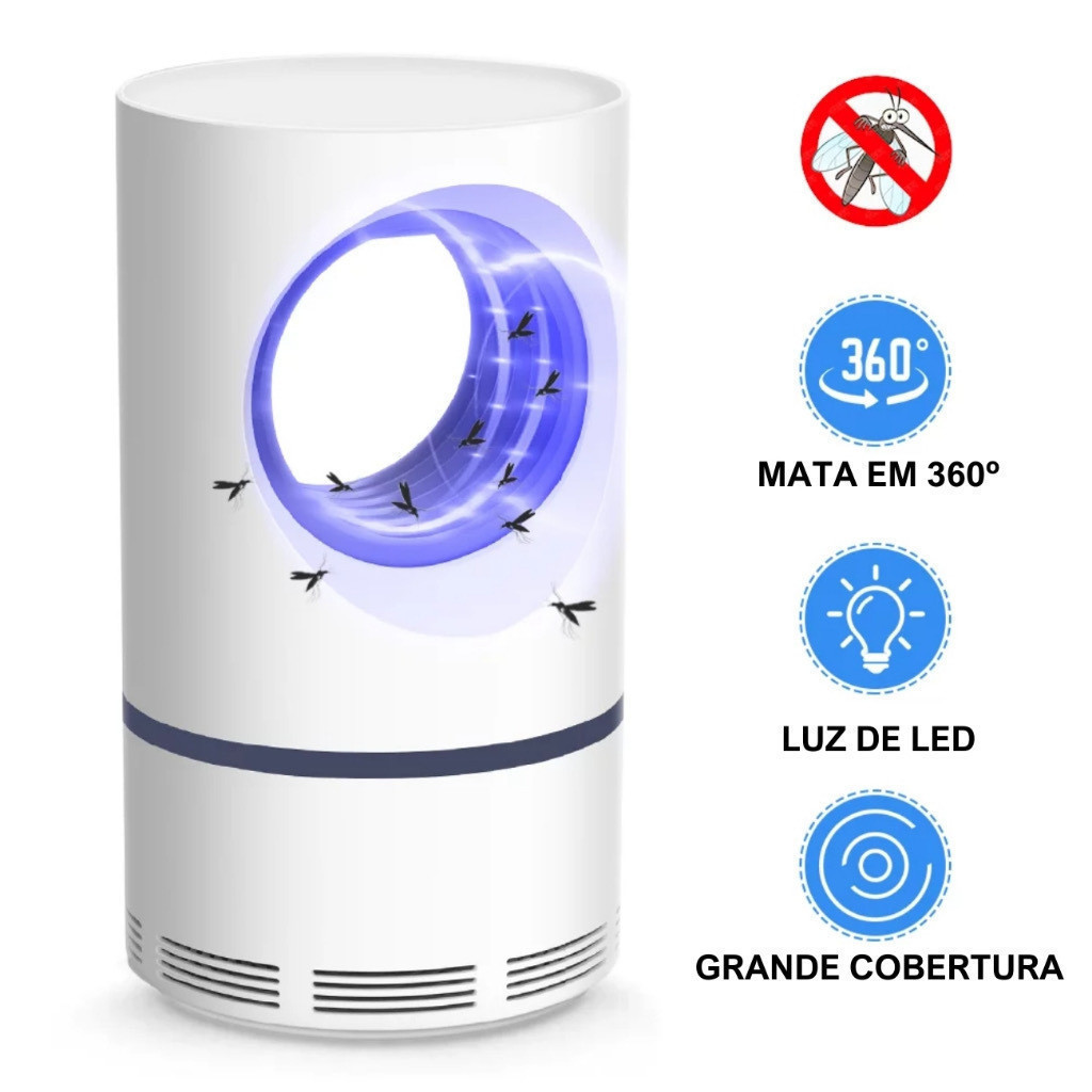 Mata Mosquito Insetos Armadilha Elétrica Usb Repelente Com Luz Led UV Recarregável