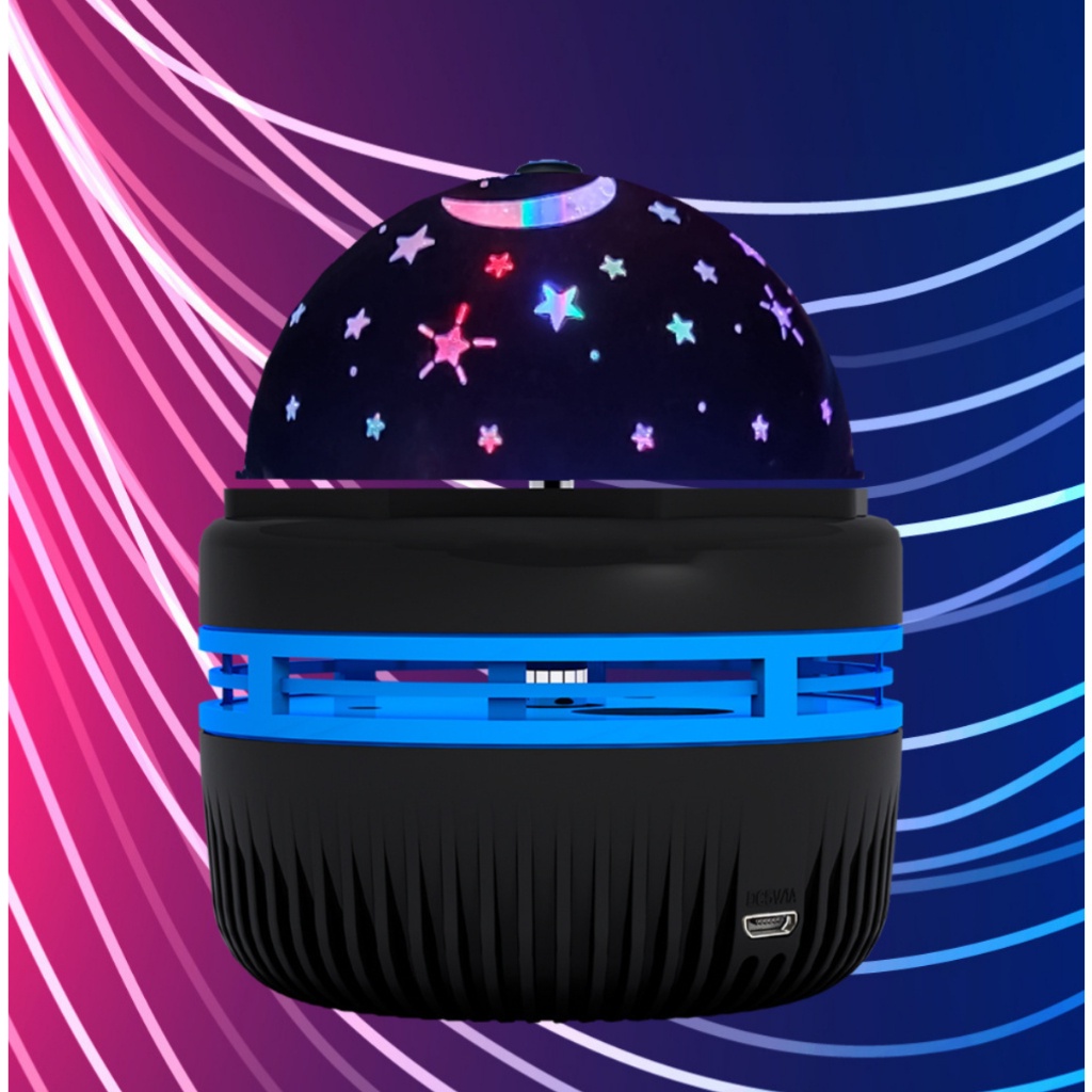 Luminária led Mini Projetor Estrela e lua Abajur 360º