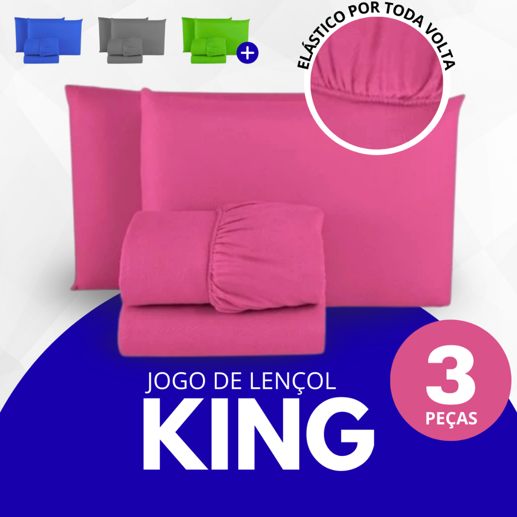 Jogo de Lençol Cama Box King 3 Peças Liso 1,93m x 2,03m x 30cm - SOLTEIRO / CASAL / QUEEN / KING