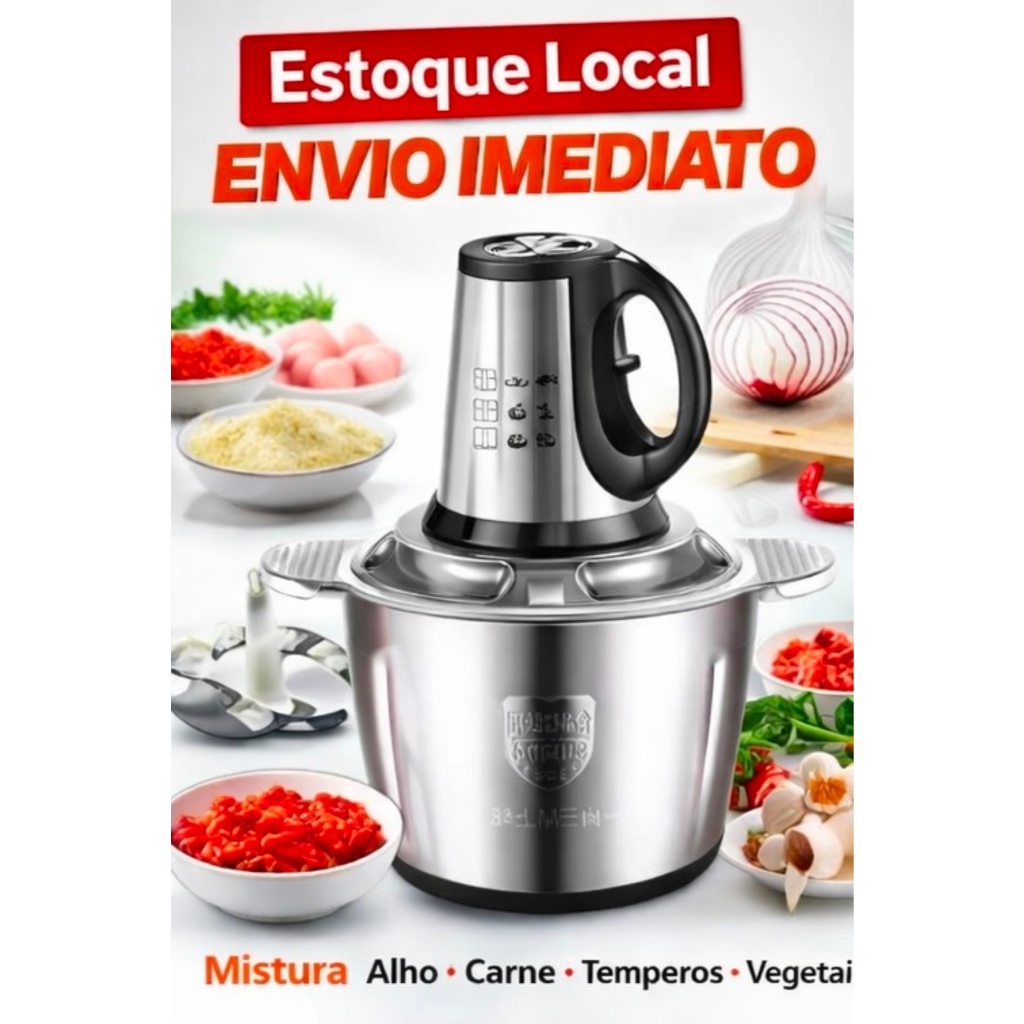 3L Picador De Alimentos Moedor De Carne Mixer Elétrica Processador Cozinha Casa Alho - 110v-220v