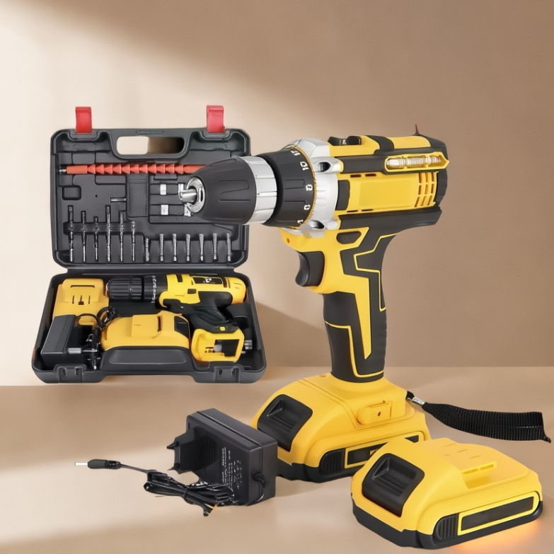 Parafusadeira 2 Baterias 48v Furadeira Maleta 24pcs Pronta Entrega Cor AZUL/AMARELO
