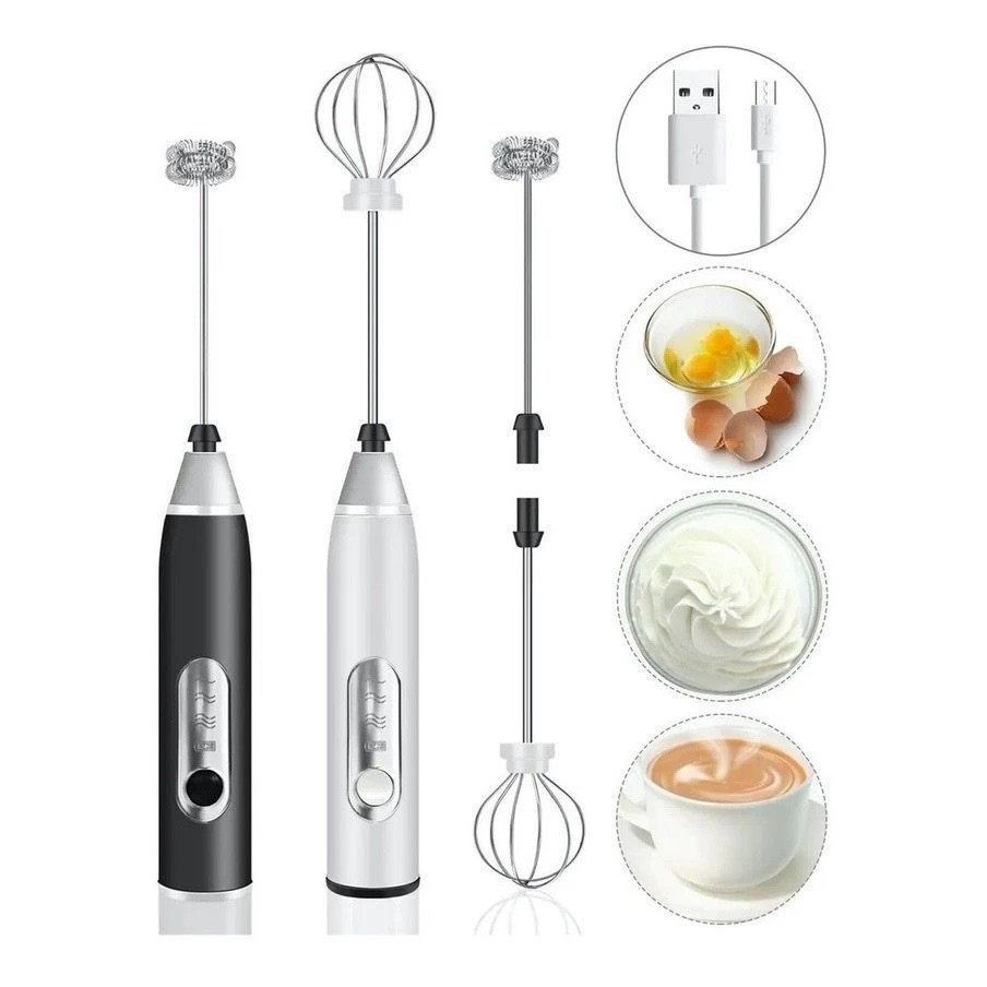 Batedor Misturador Mixer Elétrico para Bebidas Leite Café Clara de Ovos 2 EM 1 Facilida Vida