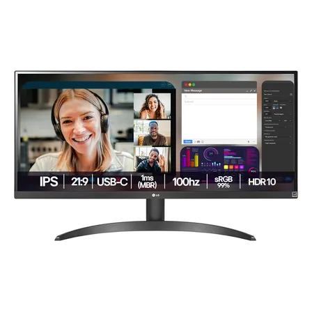 Monitor LG Ultrawide - Tela Ips De 29 , 21:9, Hdr10, Srgb 99%, 100hz - 29wq500 Preto 127/220v