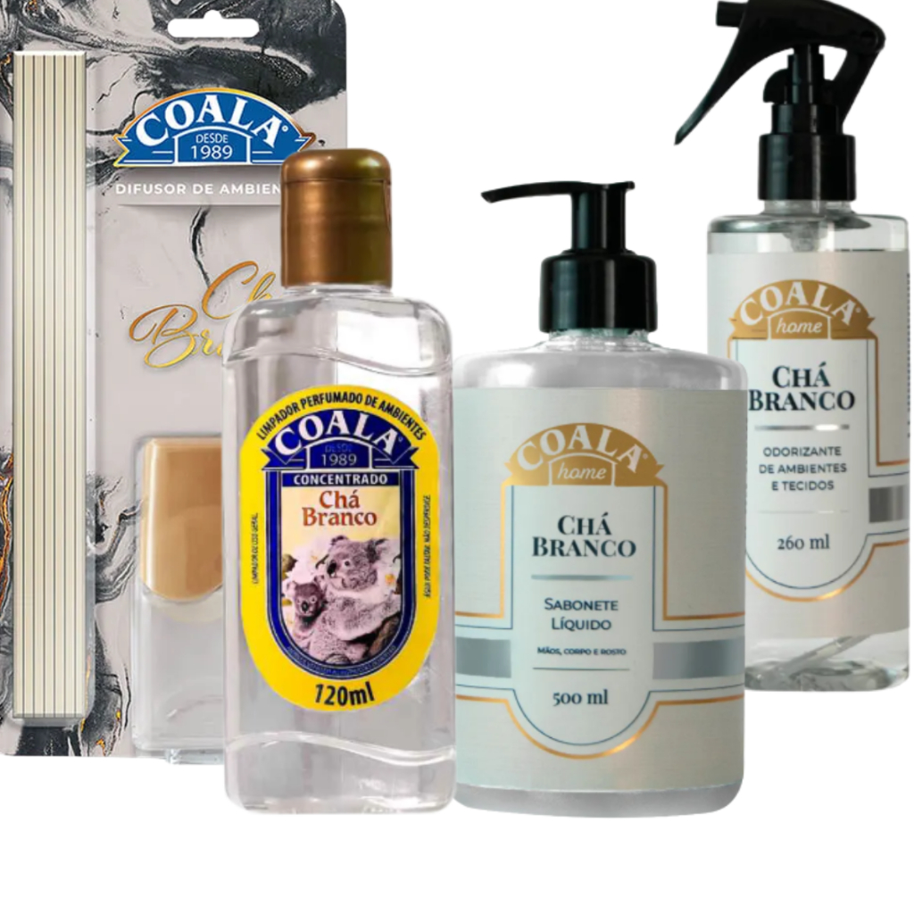 Kit Chá Branco Coala - Difusor Aromatizador Home Spray e Limpador Perfumado