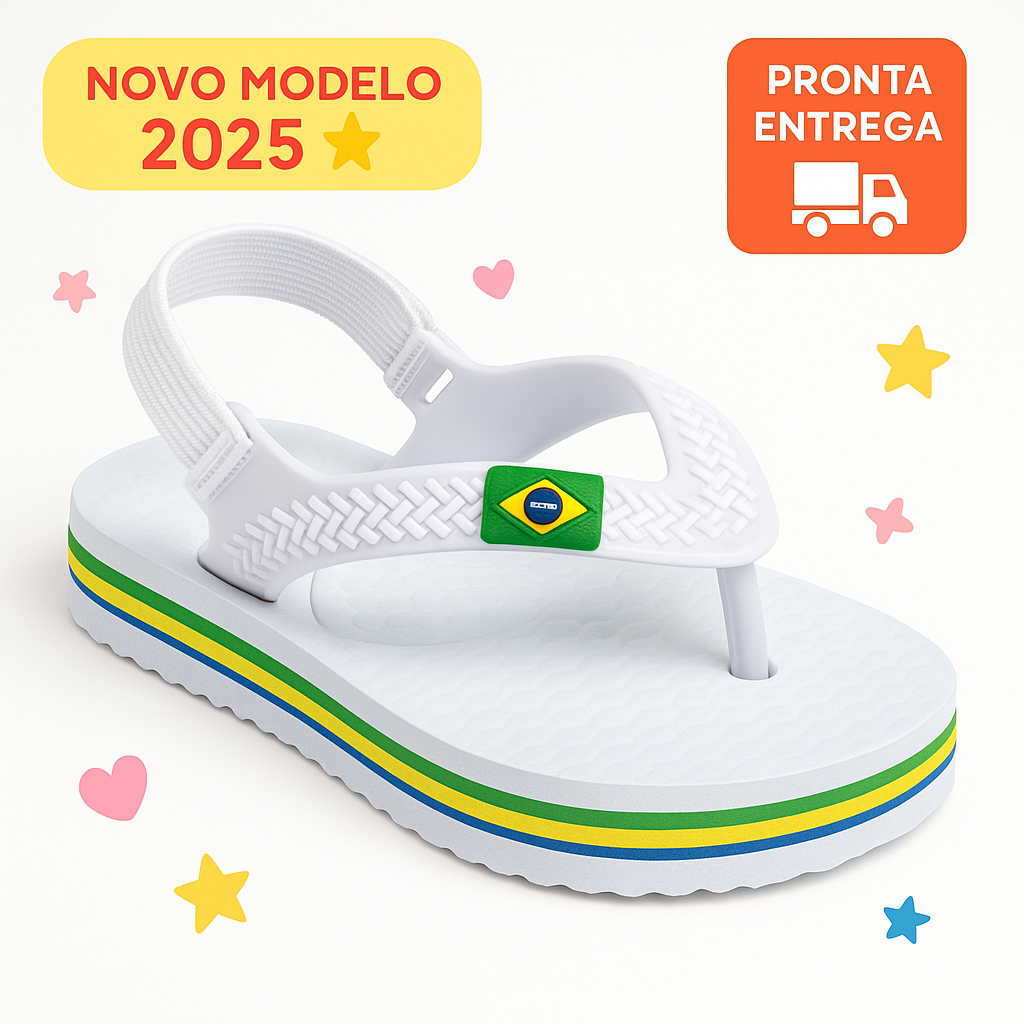 Chinelo Sandália Bebê Menino Menina Baby Masculino Elástico Brasil 1 a 3 anos