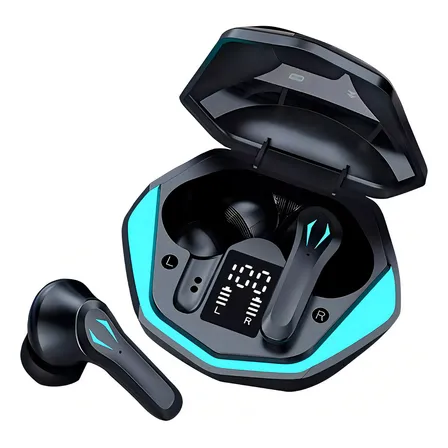 Fone De Ouvido Bluetooth Gamer Sem Fio Com Led Tws Com Microfone Esportivo Compatível Com iPhone Samsung Xiaomi Lenovo Motorola Celular Android Ios Academia Caminhada Casenn Preto