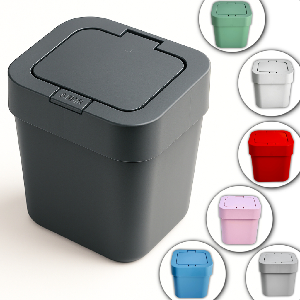 Lixeira Com Tampa Click Para Pia De Cozinha Banheiro Escritório Quarto Resistente Versátil Pequena Compacta 4 Litros