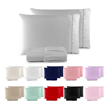 Jogo De Lençol 400 Fios Ponto Palito Cama Queen Saldão
