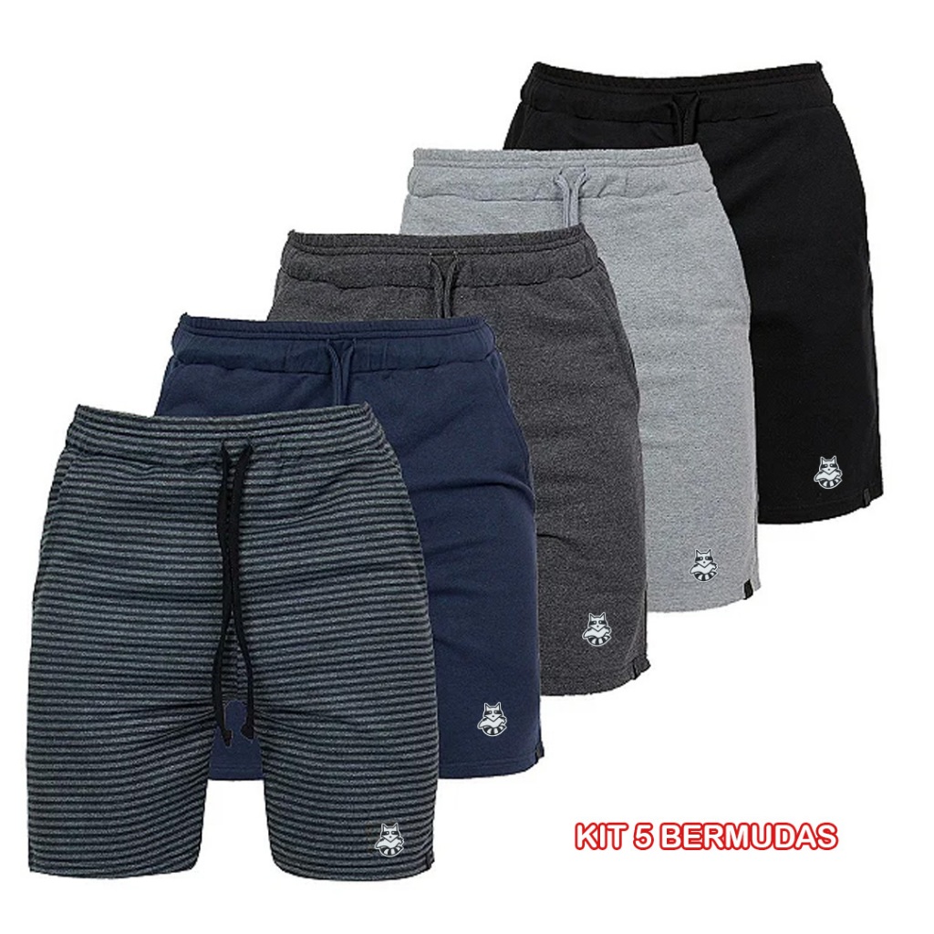 Kit 5 Bermudas de Moletom