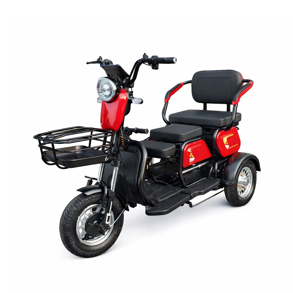 Triciclo Elétrico 1000W Autopropelido 48V 20Ah Até 3 Pessoas Urbano