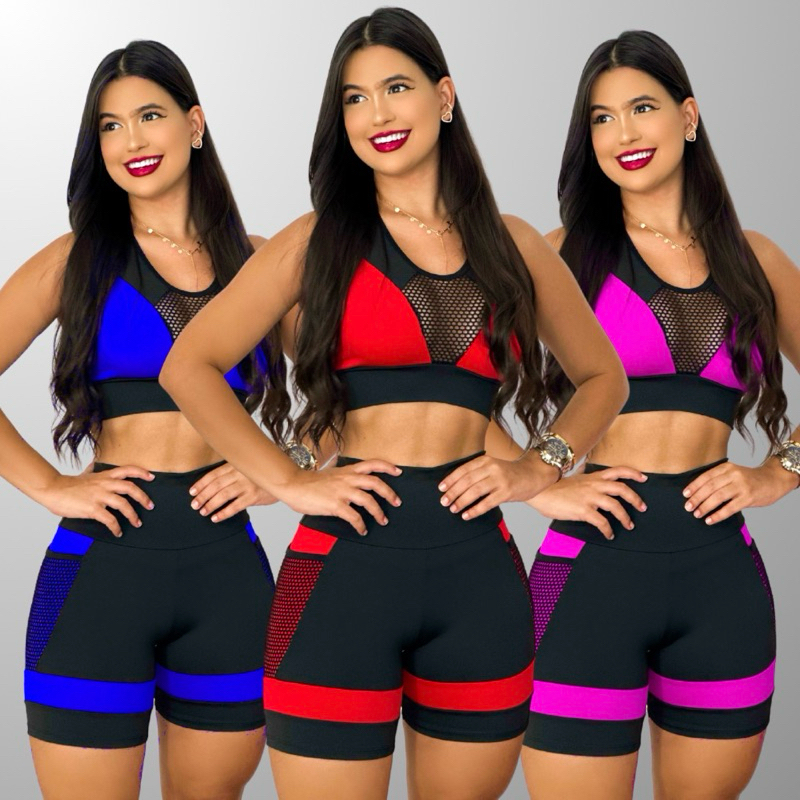 Conjunto Academia Feminino Alta Compressão Fitness Top e Short com Bolso