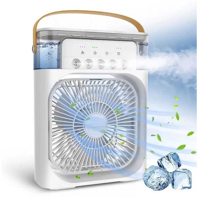 Refrigerador De Ar Ventilador Umidificador Portátil Com Led Reservatório De Água Led Usb