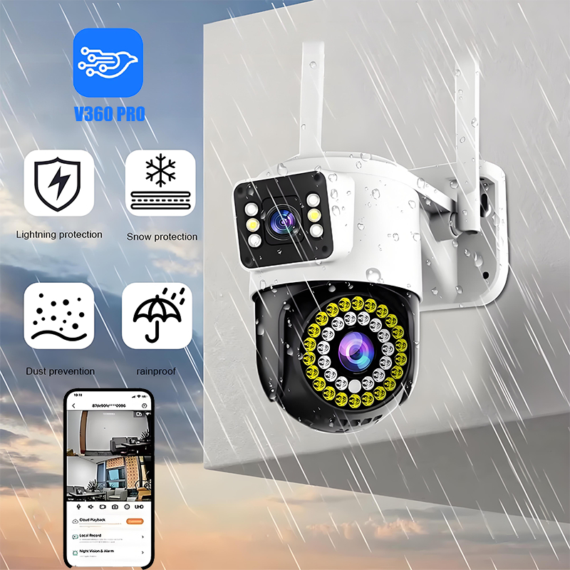 Camera Externa Ip a Prova D'água Wifi Dupla 2 Em 1 com Visao Noturna C/ Infravermelho monitor-G1