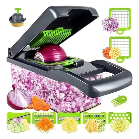14 Em1 Mandolin Ralador Fatiador Cortador De Legumes Frutas Preto/verde