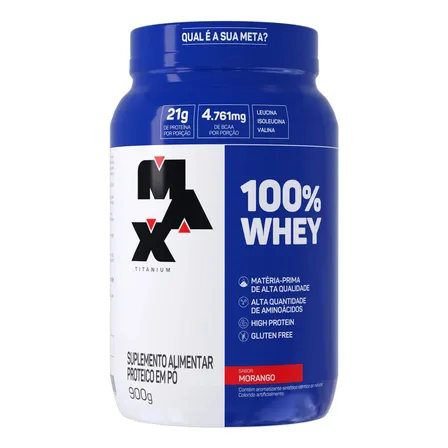 Suplemento En Pó Max Titanium 100% Whey Proteínas De 100% Whey Protein Concentrado Sabor Morango X 900g