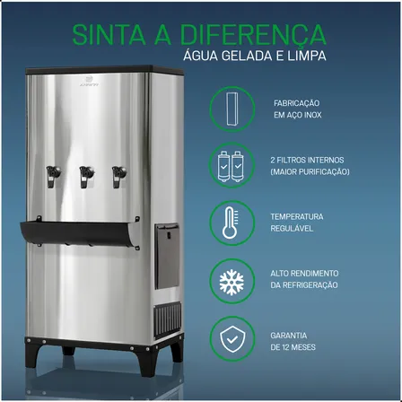 Bebedouro Industrial Refrigerador Inox 100 Litros Inox 220v