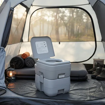 Vaso Sanitário Camping Portátil Banheiro Quimico 20 Litros  Cinza