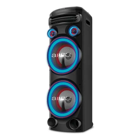 Torre De Som Aiwa T2w-02 2300w 2woofers10  Bluetooth Rgb Usb Fm Dj Preto 127/220v