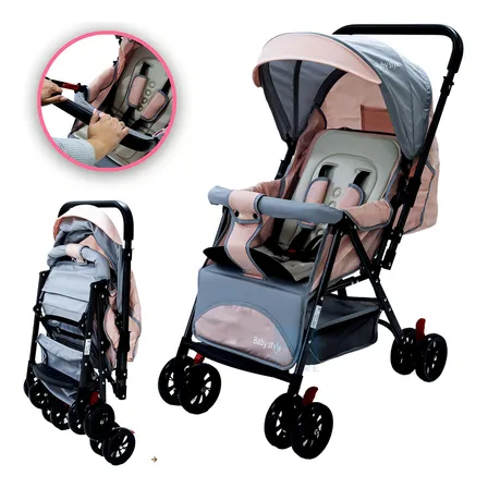 Carrinho De Bebê Passeio Reversível 15kg Baby Style Runner Compacto E Leve Cor Rosa