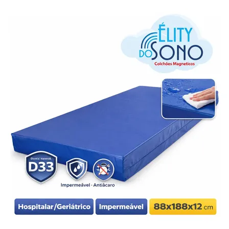 Colchão Hospitalar Impermeável Solteiro Espuma De Alta Densidade Dormitório Chacará Azul