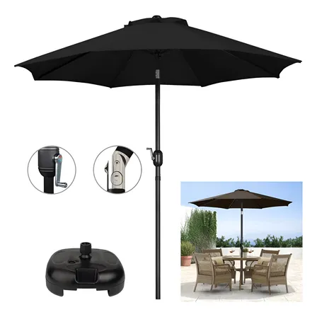 Ombrelone 3 Metros Com Base Preto Grande Articulado Manivela
