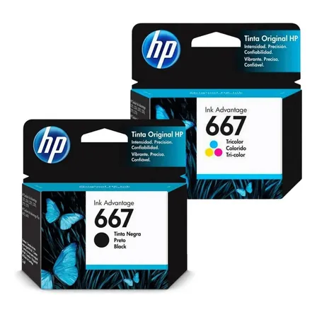 Kit Cartucho Hp 667 Preto + 667 Colorido Original 2376 2776
