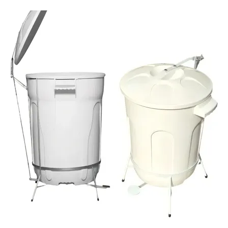 Lixeira Cesto Pedal De Aço Branca 90l Industrial Hospitalar Branco