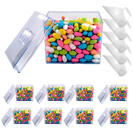 Kit 12 Potes Acrilico Cereais Mantimentos 3,3 L + 12 Conchas Transparente