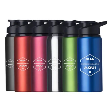 Kit 10 Garrafa Squeeze 600ml Personalizada Empresa Alumínio