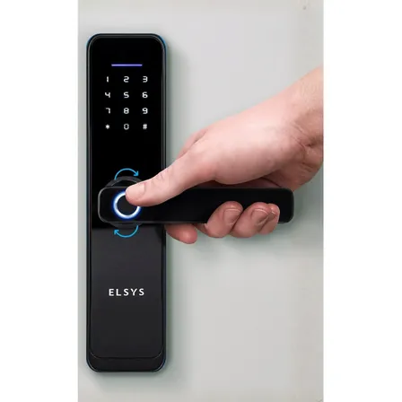 Fechadura Digital Elsys Wi-fi 4000b Preta - Embutir Senha Biometria Aplicativo Tuya Smartlife Abertura Remota Notificação Entradas Senha Temporária Modo Festa Autenticação Dupla Preto