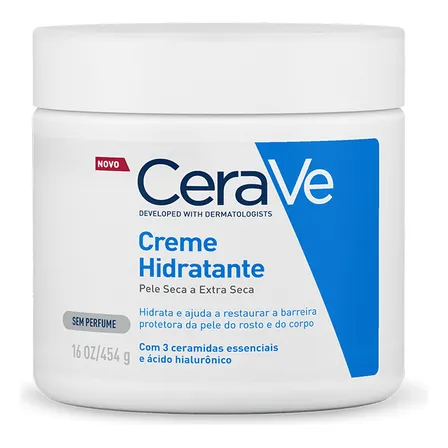 Creme Hidratante Corporal, Para Pele Seca A Extra Seca, Com 3 Ceramidas Essenciais E Ácido Hialurônico, Hidratação Profunda E Duradoura, Tecnologia Mve, Sem Perfume, Cerave, 454g