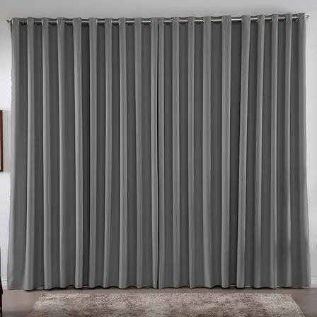 Cortina 3,00x2,80 Metros Blackout Blecaute Cinza Corta Luz Em Tecido Grosso Para Quarto E Sala Casa Laura Enxovais