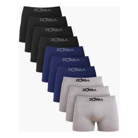 Kit Com 10 Cueca Boxer Algodão Sem Costura Confortável Zorba