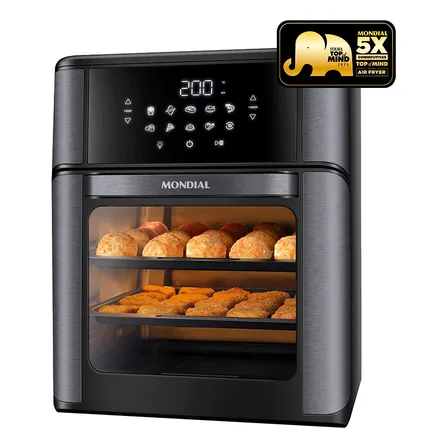 Fritadeira Elétrica Afon-12l-bg Forno Oven 12 Litros Preto Mondial 220v