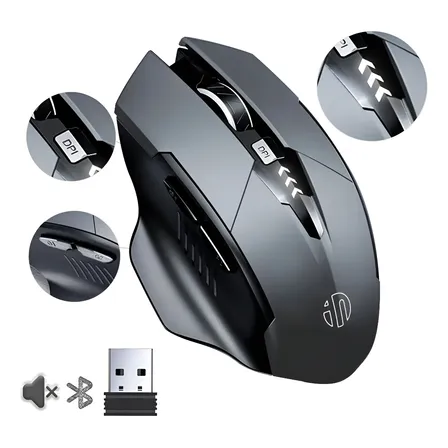 Mouse Sem Fio Bluetooth Recarregável Gamer Ergonômico 2.4g