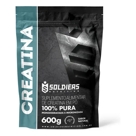 Creatina Monohidratada 600g Soldiers Nutrition 100% Pura Importada Performance Músculo Treino Sem Sabor