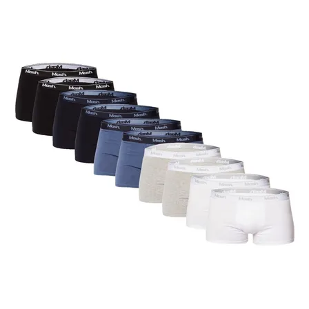 Kit Com 10 Cuecas  Masculina Boxer De Algodão Mash